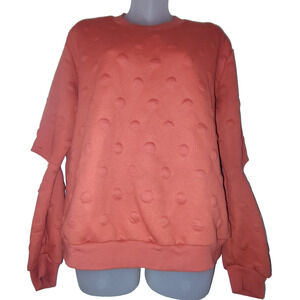 JOY LAB Women's Orange Textured Long Sleeve Sweatshirt Size XL BG13